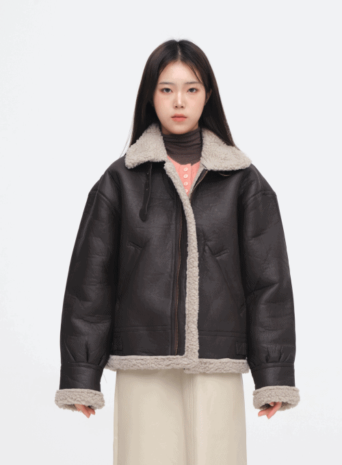 Faux Leather Shearling Jacket