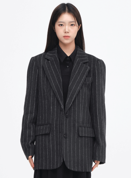 Straight Wool Blazer Jacket