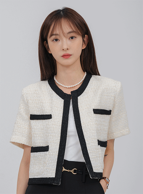 Two-Toned Tweed Open Jacket OA29