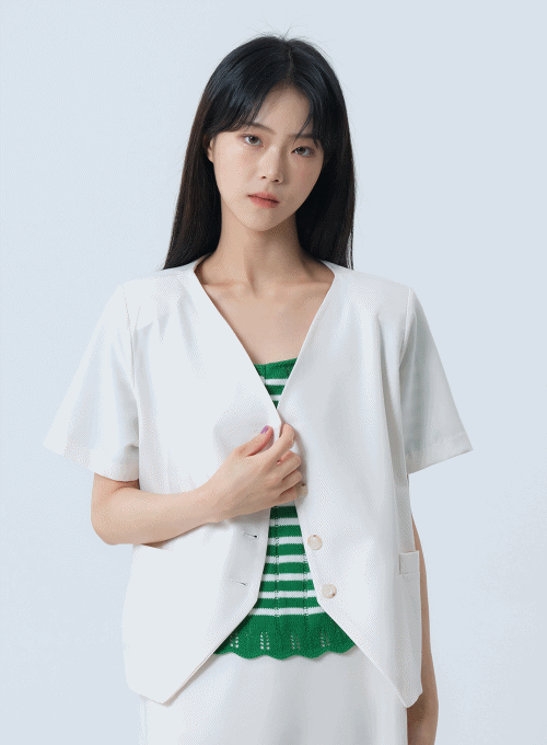 Collarless Summer Short Sleeve Jacket OY12