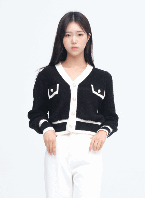 Color Block Button-Up Cardigan