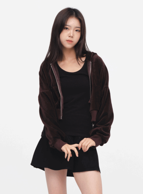 Velvet Zip-Up Hoodie