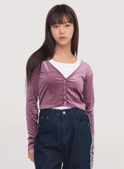 Short Velvet Cardigan