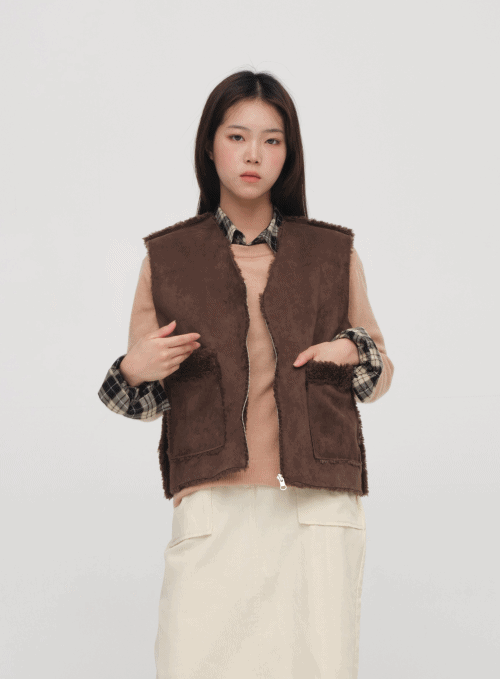 Reversible Shearling Vest