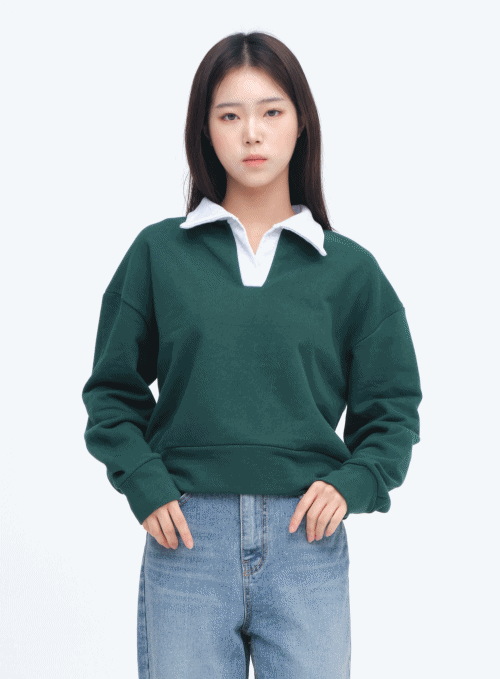 Color Mix Collar Sweatshirt