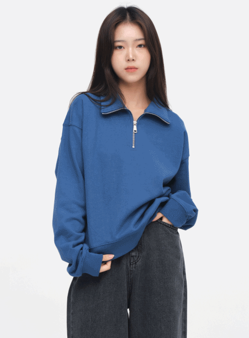 Cotton Zip-Up Pullover