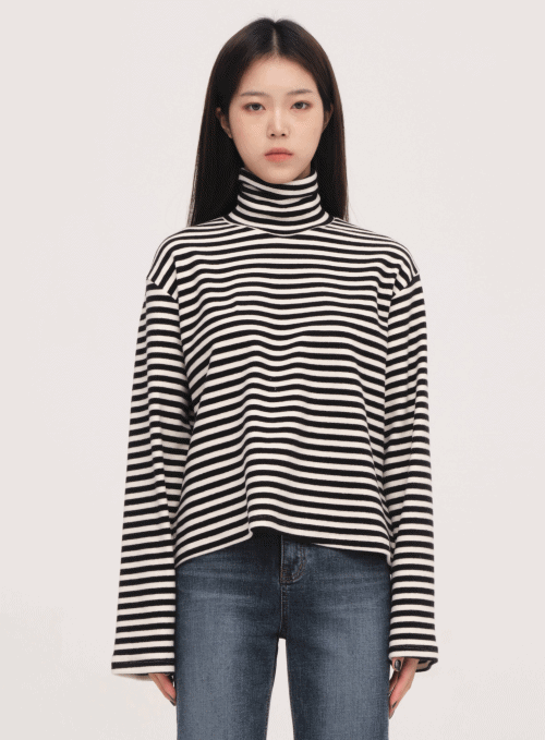 Striped Turtleneck Tee