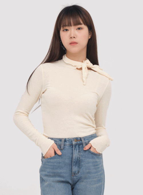 Long Sleeve T-Shirt With Scarf Detail
