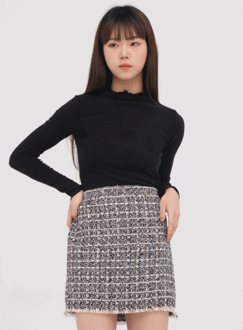 Turtleneck T-Shirt with Ruffles