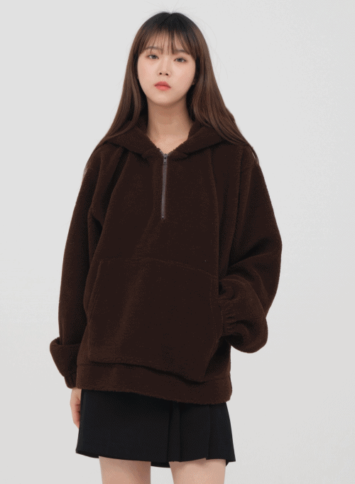Oversized Terry Half Zip Hoodie