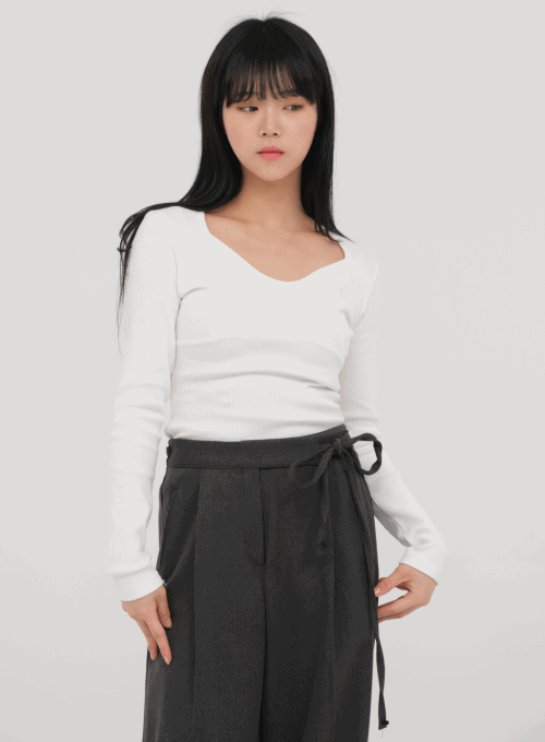 Ribbed Long Sleeve T Shirt M1