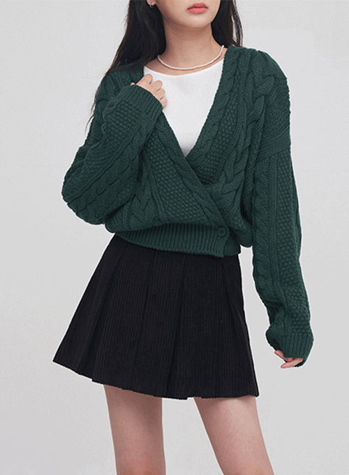 Wrap Button Pretzel Pattern Knit