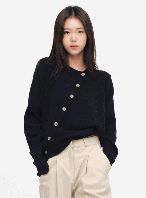 Diagonal Button Knit