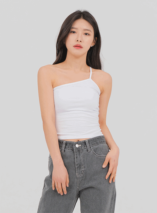 Unbalanced Shoulder Sleeveless Top M5