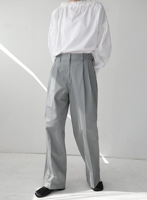 Side Buckled Cotton Trousers