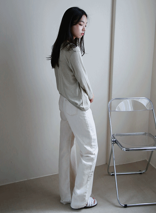 Oatmeal Texture Straight-Leg Trousers