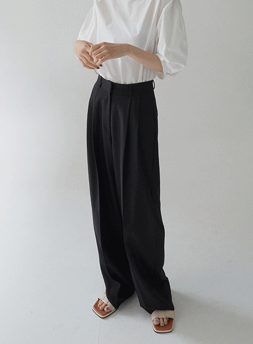 Pintuck Wide Leg Slacks