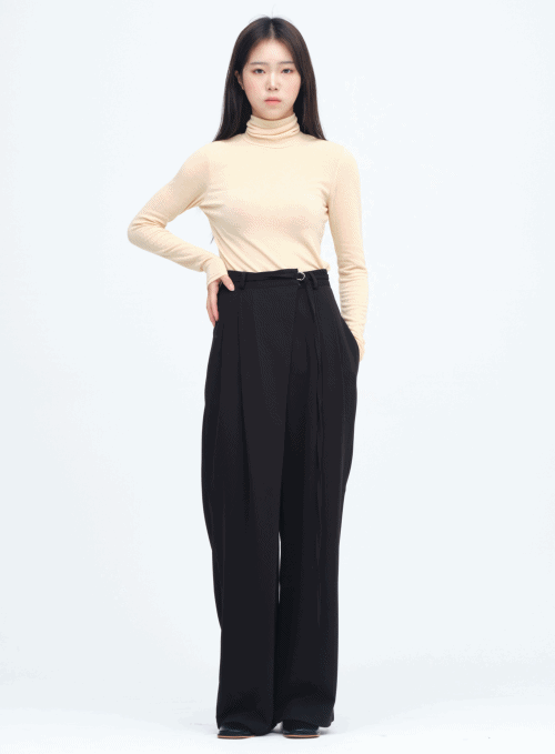 Pintuck Wide Leg Pants