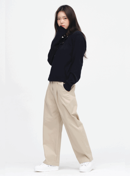Wide Cotton Pintuck Pants