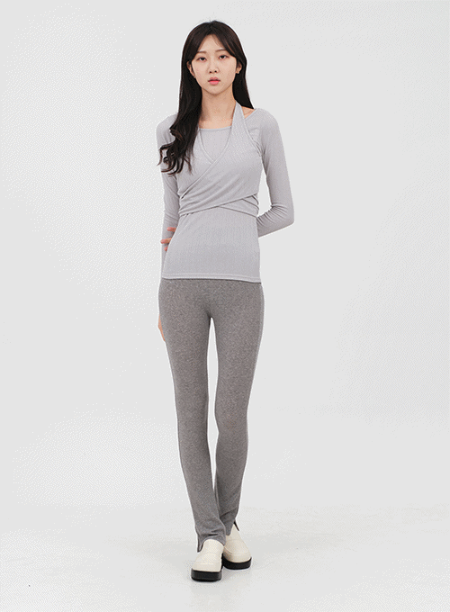 Semi Boot-cut Slit Leggings CA08