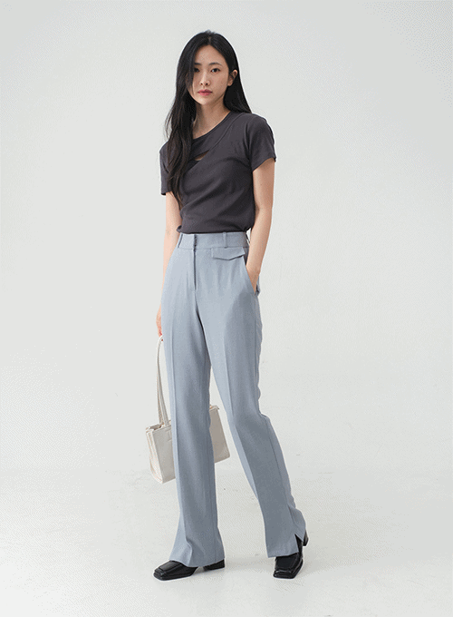 Slim-Fit Boot-Cut Linen Tailored Pants OY24
