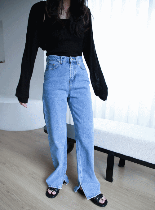 Slit Denim Trousers