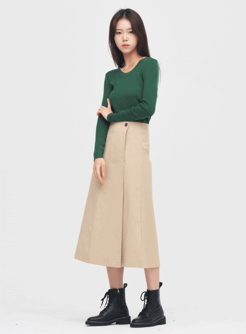 Front Slit Cotton Skirt