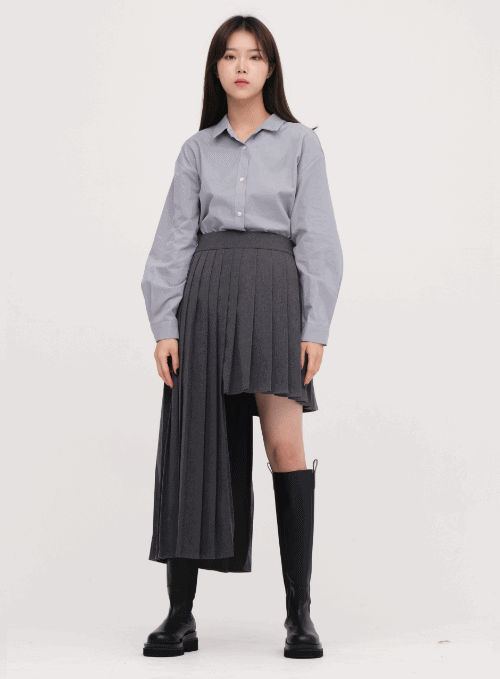 High-Low Pleated Skirt