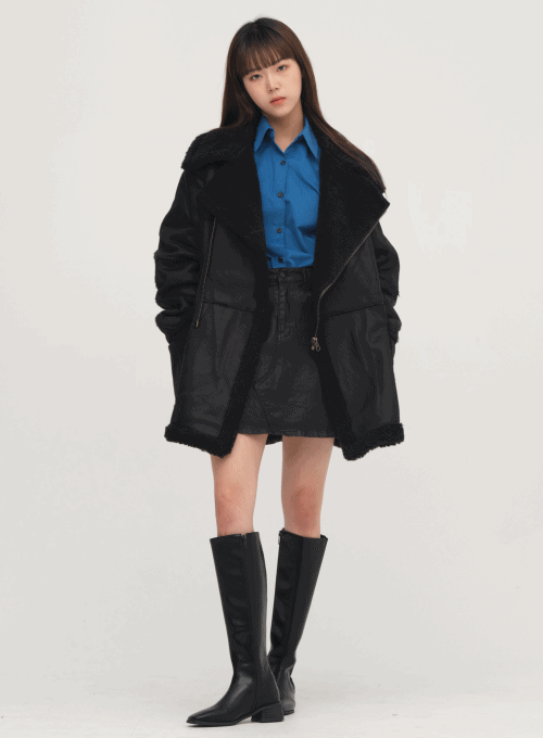 Coated Simple Mini Skirt