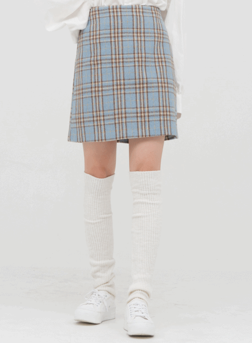 Wool Check Pattern Mini Skirt