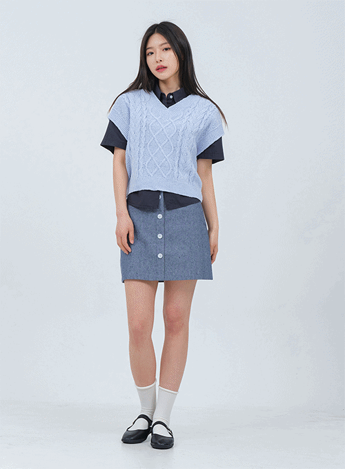 Button-Down Linen Skirt OM02