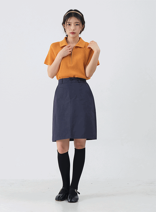 Pocket Detailed Cotton Midi Skirt OM6