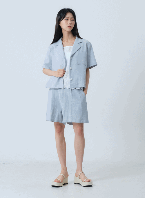 Linen Loose Fit Tailored Shorts OY12