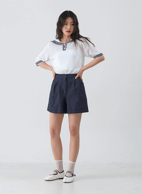 Pintuck Denim Shorts OY16