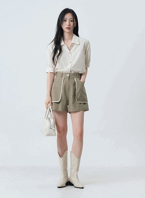 Color Detail Linen Shorts OY16