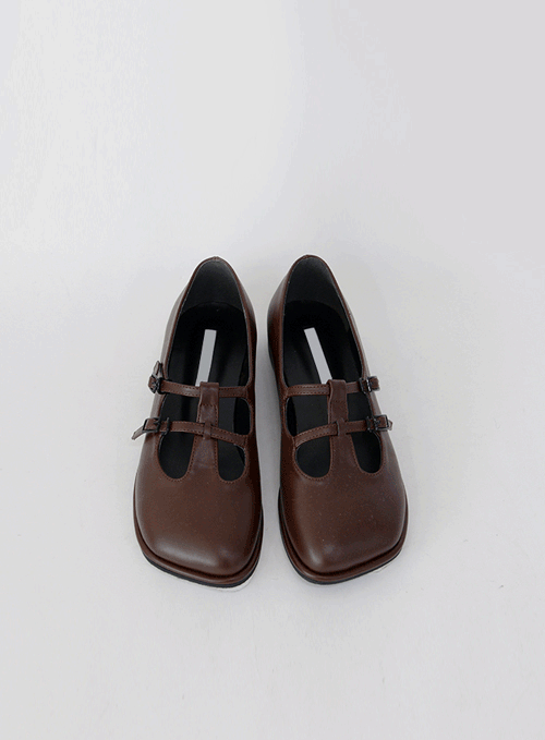 Square Toe Strap Buckle Shoes