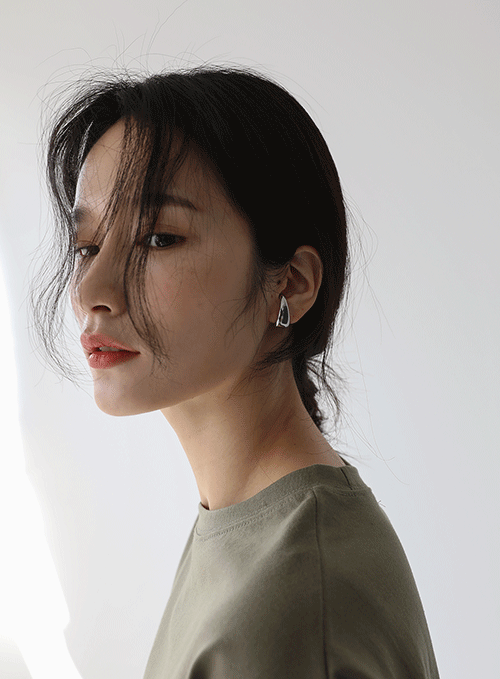 Titanium Curved Two-Way Earrings