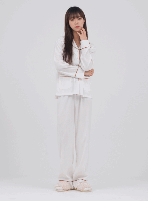 Ribbed top and trouser pajama set