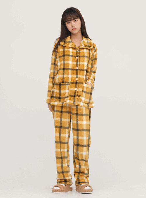 Plaid Microfiber Brushed Sleepwear Pajama Set