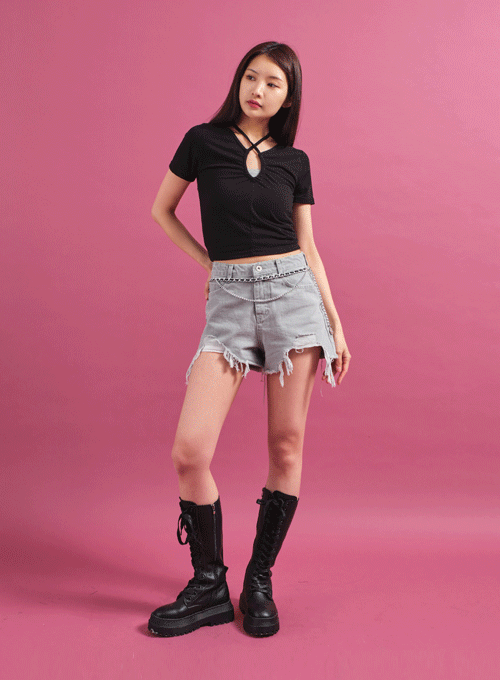 Raw Hem Denim Shorts CY16