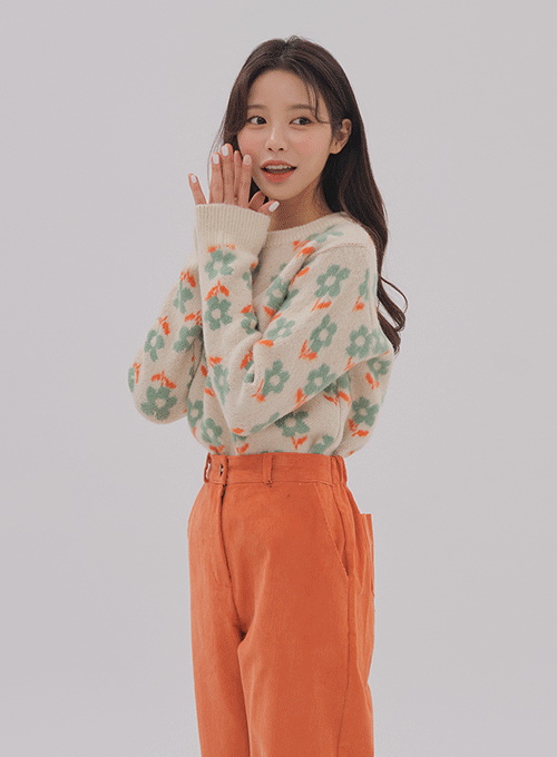 Flower-Patterned Knitwear