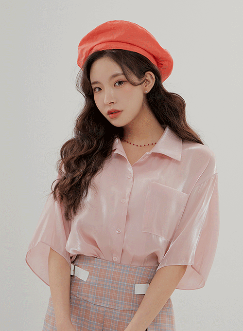 Satin Short Sleeve Shirt B0802