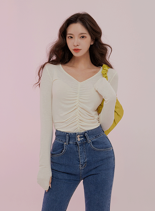 V Neck Long Sleeve Top