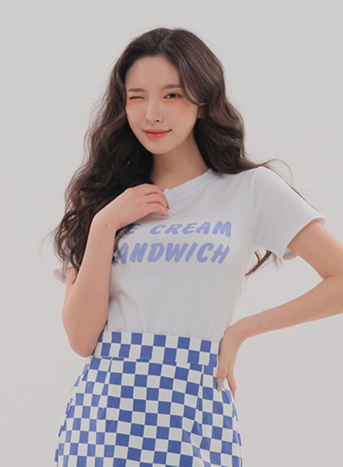 Short Sleeve T Shirt with Ice-cream Print BM7