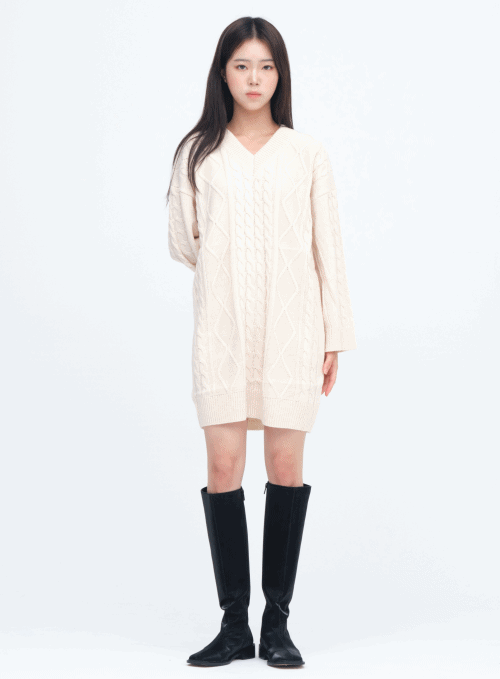 Twisted Pattern Knit Dress