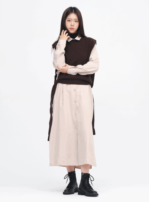 Front Button Long Shirt Dress