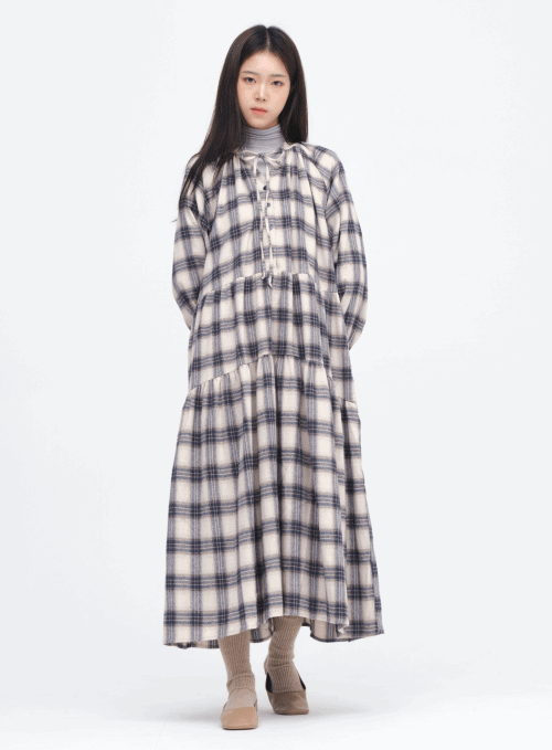Cozy Plaid Long Dress
