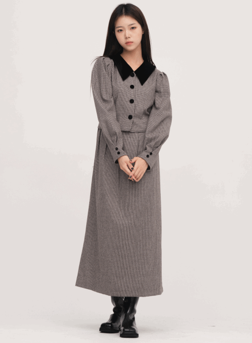 Point Collar Long Dress