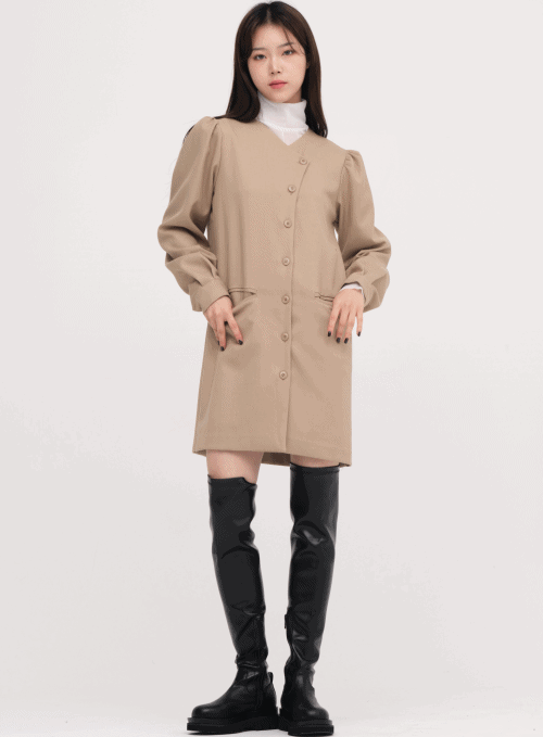 Front Button Mini Dress