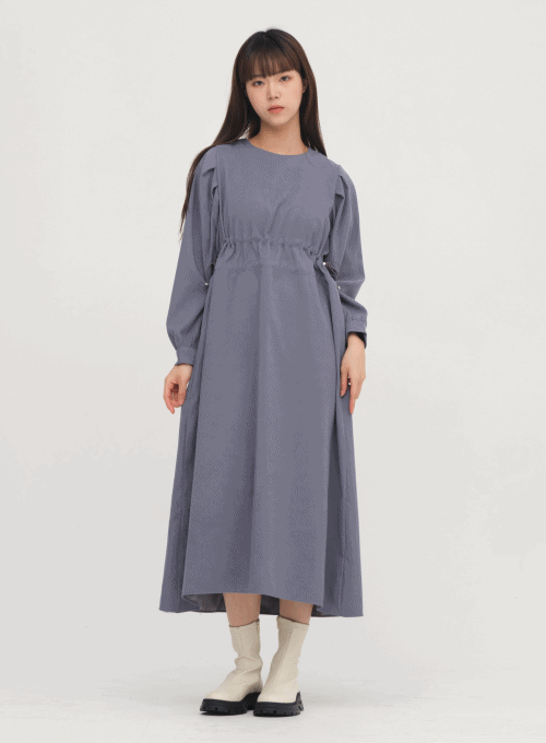 String Pleated Long Dress